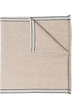 Brunello Cucinelli Striped-border cashmere scarf