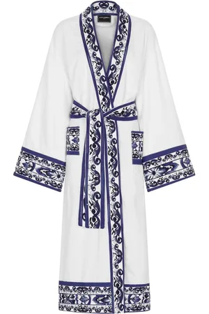 Dolce & Gabbana Majolica-print trim bathrobe