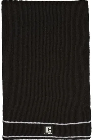 Balmain Logo-patch ribbed scarf