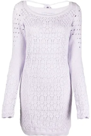 The Attico Open-knit long-sleeved minidress