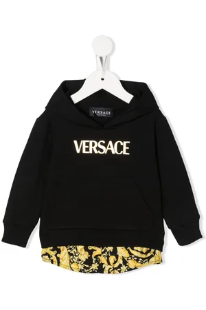 VERSACE Layered logo print hoodie