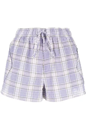 Ganni Check-print seersucker shorts