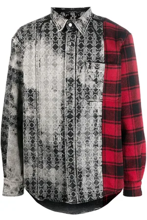 Roberto Cavalli Long-sleeved patchwork shirt