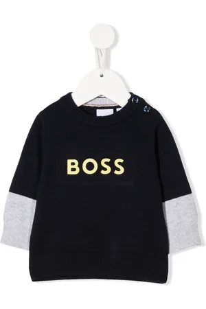 HUGO BOSS Two-tone logo-print jumper
