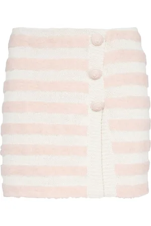 Balmain Striped knitted button-up skirt