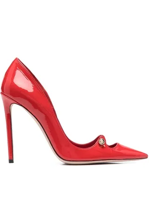 HARDOT 110mm bar-detail patent leather pumps