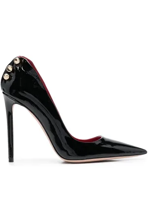 HARDOT 110mm bar-detail patent leather pumps