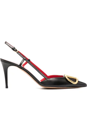 VALENTINO GARAVANI Metal logo pointed toe pumps