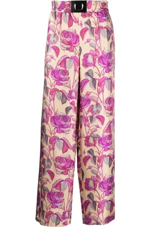 Roberto Cavalli Floral-print straight-leg trousers