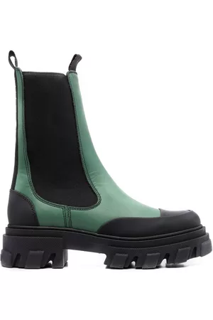 Ganni Colour-block leather ankle boots