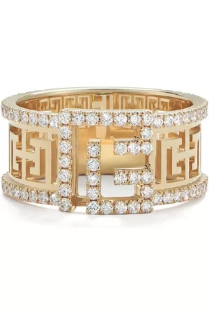 Balmain 18kt yellow Labyrinth frieze pave diamond ring