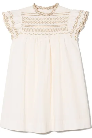 BONPOINT Embroidered smocked dress