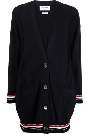 Thom Browne Oversized RWB stripe-detail cardigan
