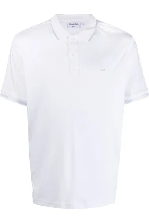 Calvin Klein logo tape collar and side patch t-shirt in white