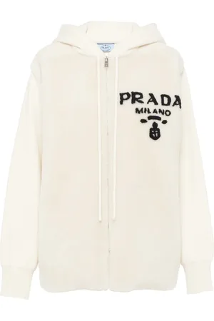 Prada Logo-intarsia shearling hoodie