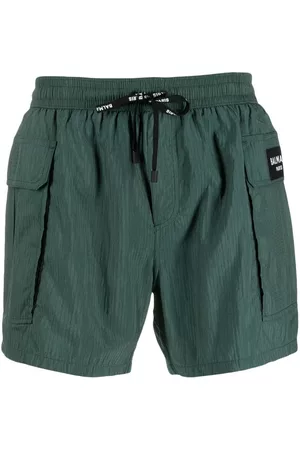 Balmain Logo-patch drawstring swim shorts