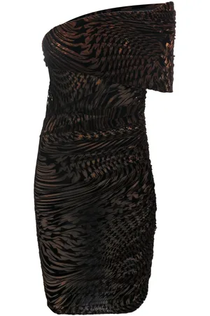 MUGLER Flocked mini off-shoulder dress