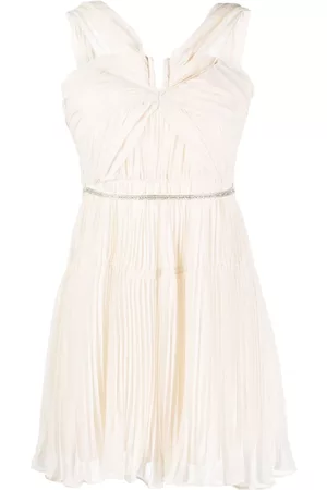 Self-Portrait Crystal-embellished pleated mini dress
