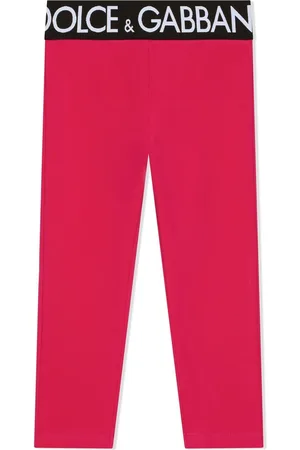 Dolce & Gabbana Kids Girls Leggings - Logo-waist stretch-cotton leggings