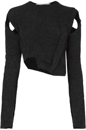 Talia Byre Ribbon asymmetric cropped knitted top