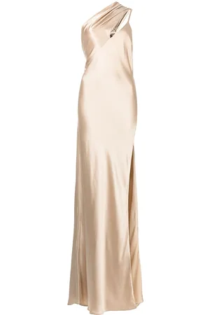 Michelle Mason Side-slit one-shoulder gown