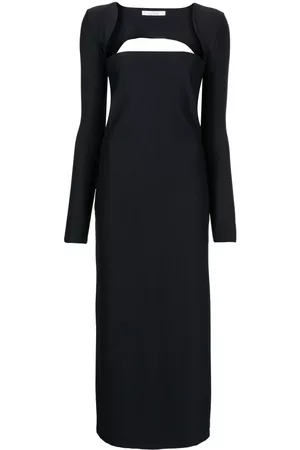 Rokh Square-neck long-sleeve midi dress