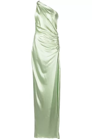 Michelle Mason Gathered-detail one-shoulder silk gown