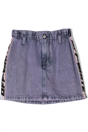 OFF-WHITE Logo-stripe denim skirt