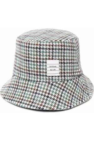 Thom Browne Houndstooth name tag appliqué bucket hat