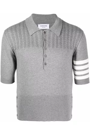 Thom Browne 4-Bar stripe knit polo shirt