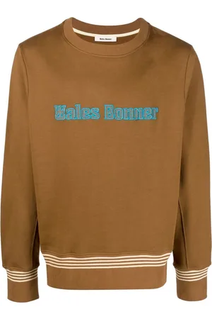 WALES BONNER Embroidered-logo crew neck sweatshirt