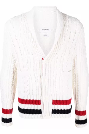Thom Browne RWB-stripe cable-knit cardigan