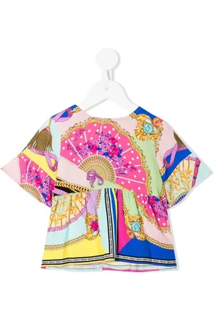 VERSACE Graphic-print peplum T-shirt