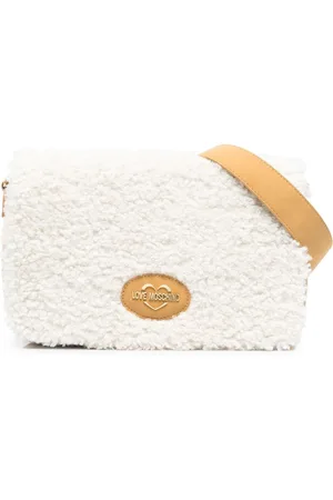 Moschino Logo-embellished faux-shearling bag