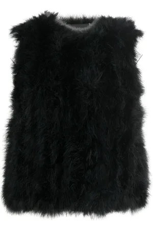 YVES SALOMON Silk feathered-finish waistcoat