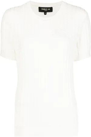Paule Ka Textured-knit short-sleeved top