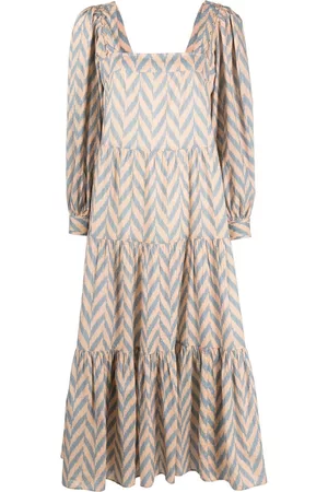ULLA JOHNSON Georgina chevron-print tiered dress