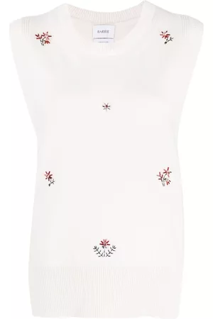Barrie Floral embroidered cashmere top