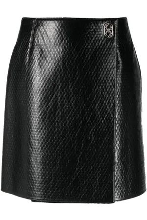 Salvatore Ferragamo Embossed wrap leather skirt