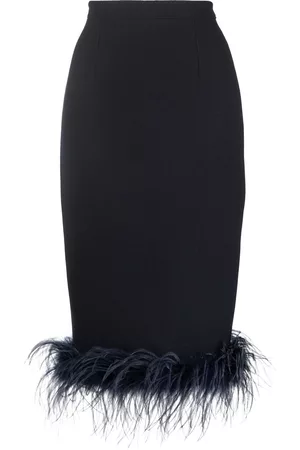 Styland Feather-trim high-waisted skirt