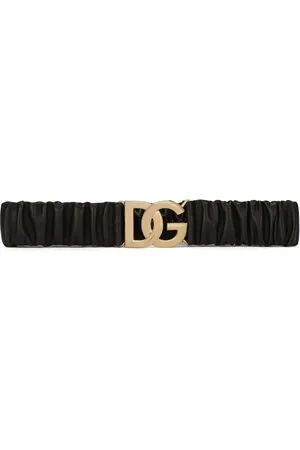Dolce & Gabbana DG-logo ruched leather belt