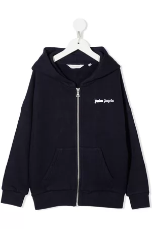 Palm Angels Logo-print zip-up cotton hoodie