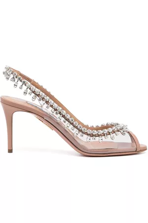 Aquazzura Temptation Crystal 75mm slingback pumps
