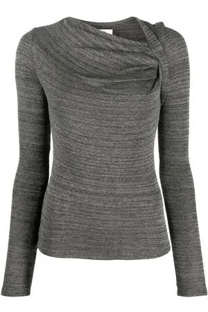 Marant Etoile Ruched-neck knitted top