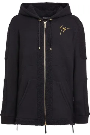 Giuseppe Zanotti Zip-front shearling-trim hoodie