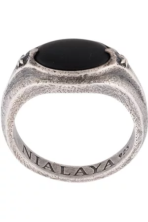 Nialaya Men Rings - Engraved stone ring