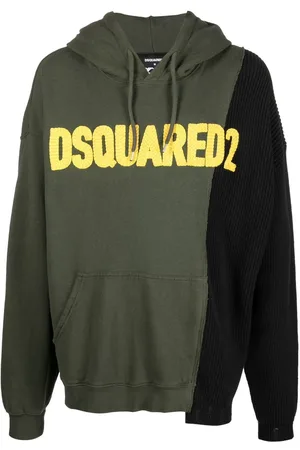 Dsquared2 Logo-patched patchwork drawstring hoodie