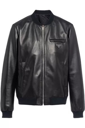 Prada Men Leather Jackets - Reversible logo bomber jacket