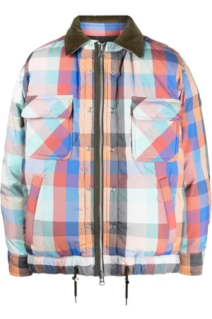 SACAI Check-pattern zip-up bomber jacket