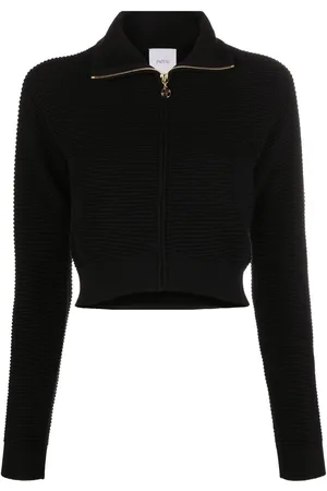 Patou Ribbed-knit zip-up cropped cardigan